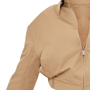 เสื้อแจ็คเก็ตบอมเบอร์ผ้าไหม/ผ้าฝ้าย คอปก ซิปหน้า ชายเสื้อจับจีบ ไหล่ตก แขนเสื้อติดกระดุม  สำหรับฤดูใบไม้ผลิ  โลโก้ด้านหน้า - Product Image 5