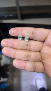 Oval Cut VVS Moissanite Diamond Solitaire Stud <b>Earrings</b> Handmade Setting Classic Unisex Wear <b>Fine</b> <b>Earring</b> - Product Image 5