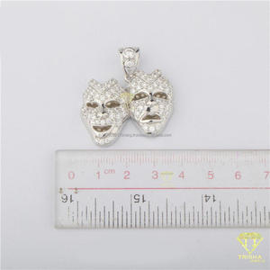 Collier pendentif masque Hip Hop avec diamant de laboratoire étincelant et design de bijoux de mode urbaine - Product Image 6