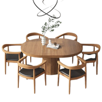 Ensemble de table à manger en bois massif moderne 6 places Haute qualité Mousse haute densité écologique pour hôtel, maison, restaurant, usage commercial