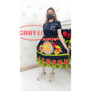 Jupes décontractées polynésiennes brodées pour femmes, en coton de haute qualité, fabriquées au Pakistan, à prix avantageux, style hawaïen. - Product Image 3