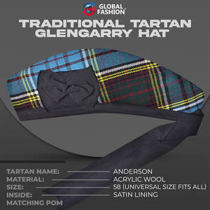 Gorra Glengarry - Gorro Tradicional Escocés, Gorro Glengarry de Tartán de Lana Acrílica, Accesorios para Kilts/Gaitas de Flandes - Product Image 3