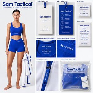 Ensemble de yoga 2 pièces bleu pour femme Sam Tactical, haut court à col carré et short taille haute, prix avantageux, vente en gros, conception personnalisée OEM - Product Image 4