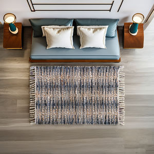 พรมปอกระเจาสีทึบงานแฮนด์เมดสไตล์โมเดิร์นทำมือพรมปูพื้นทนทานสำหรับห้องนอนและห้องนั่งเล่น - Product Image 1