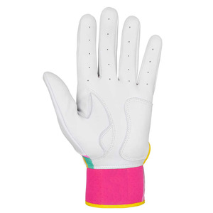Custom Leather Baseball Batting Gloves Leather Breathable Anti Slip Adjustable Wrist <b>White</b> Multi Color Sports OEM Bulk - Product Image 5