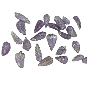 Feuilles sculptées en améthyste naturelle, pierres précieuses, feuilles de cristal faites à la main pour la fabrication de bijoux, vente en gros, lot décoratif, fournitures artisanales en vrac - Product Image 1