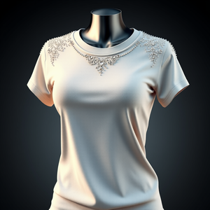 T-shirt court en coton pour femme avec strass, personnalisé, tendance et décontracté - Product Image 4