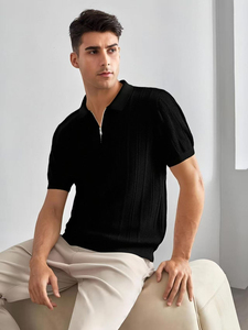 Camiseta de Polo de Golf, Tejido Transpirable, Diseño de Rayas Verticales, Color Sólido, Corte Regular, Ropa Casual OEM - Product Image 2