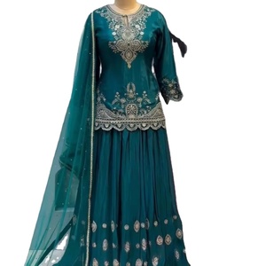 chinese dress ladies Women's Blue Pakistani suits Karachi Dress Material – Stilento
