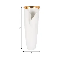 Jarrón Minimalista de Metal Blanco con Interior Dorado para Decoración Moderna del Hogar