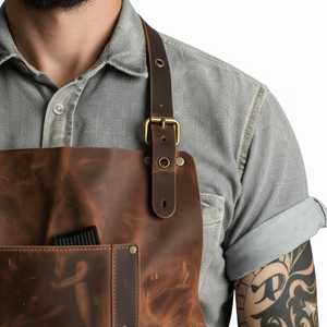 Heavy Duty Leather <b>Apron</b> for <b>BBQ</b> Grill Kitchen Heat Resistant Bulk Wholesale Supplier Vintage Handmade Leather <b>Apron</b> LPN-0226 - Product Image 4