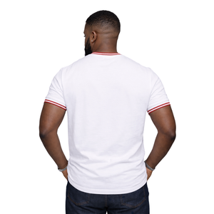 Maglietta con scollo a V con stemma Kappa Alpha Psi, bianca, abbigliamento per fraternità greca con design classico, comfort premium e vestibilità elegante - Product Image 2