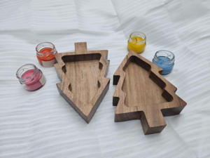 Cuenco de madera artesanal Curio Craft para árbol de Navidad y recipiente rústico para velas de cera de soja |   Decoración del Hogar - Product Image 4