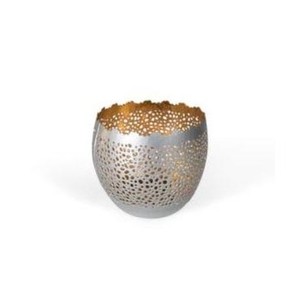 Pot à bougie en métal de qualité supérieure, couleur noir et or, rond - Product Image 5