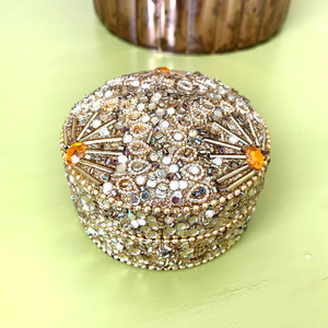 Boîte à bibelots de luxe en aluminium, jolie boîte à pilules, boîte à bibelots durable avec paillettes, boîte à bibelots personnalisée en pierre indienne, boîte cadeau d'Inde - Product Image 1