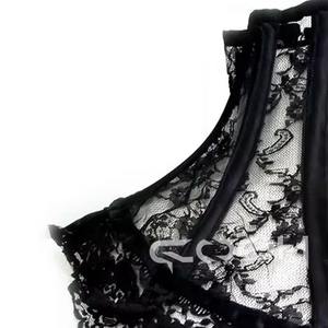 Corsé Gótico Negro con Encaje y Cuello Alto Victoriano con Varillas de Acero para Cosplay y Moda - Product Image 4