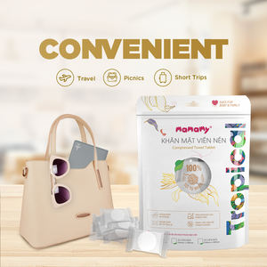 Nouvelles serviettes de visage compressées du Vietnam, couleur blanche, OEM/ODM, motif gaufré, serviettes non-tissées haut de gamme Mamamy Tropical pour la maison - Product Image 2