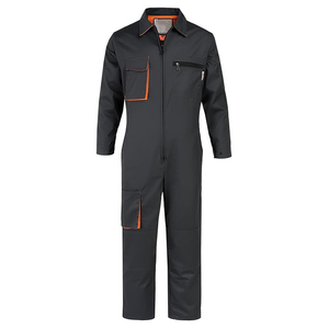 Summer Work <b>Clothes</b> Breathable Polyester Mechanic Electrician Workwear Black Cotton Orange Trim Resistant Mechanic Uniform - Product Image 1