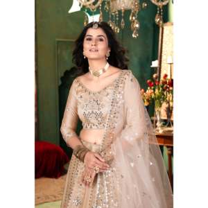 Lehenga Choli de soirée de créateur avec broderie, taille 2XL - Product Image 5