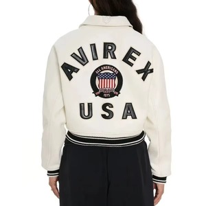 Veste en cuir courte respirante pour femmes Avirex, design personnalisé, best-seller, veste en cuir Avirex professionnelle de couleur unie pour femmes - Product Image 4