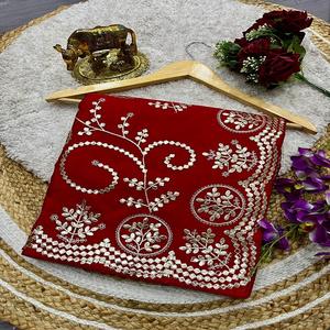 Sari en soie pure HO de haute qualité, design élégant, travail de Gota en feuille lourde, tenue de soirée, style moderne, toutes saisons - Product Image 1