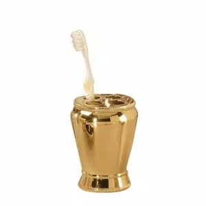 Luxury Gold Metal Toothbrush Holder Round Dispenser Easy To Clean Bathroom Accessory Tooth <b>Brush</b> Holder - Product Image 1