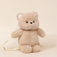 Sac à dos en peluche tendance en forme d'ours en peluche avec rembourrage en polyester et coton PP, design brodé – Cadeau d'anniversaire anti-stress pour enfants