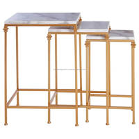 Lot de 3 tables d'appoint modernes en marbre blanc et or pour la décoration intérieure Mobilier de salon simple et attrayant