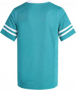 Teal <b>V</b>-<b>Neck</b> Short Sleeve Sport Jersey With <b>White</b> Stripes Quick Dry Polyester Casual <b>Shirt</b> Summer Wear - Product Image 3