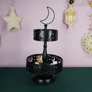 Plateau de Ramadan tendance en métal à deux niveaux amovible pour la décoration islamique de la maison, support à desserts, assiette à bonbons Aïd Moubarak - Product Image 5