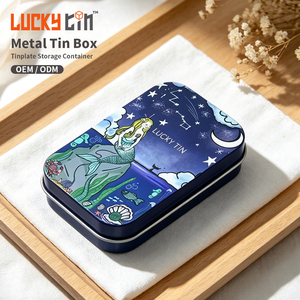 Boîte <span class=keywords><strong>en</strong></span> étain personnalisée LUCKY TIN de qualité alimentaire avec charnière, boîte cadeau <span class=keywords><strong>en</strong></span> métal pour chocolats et bonbons, emballage artisanal, faible MOQ, vente <span class=keywords><strong>en</strong></span> gros, OEM - Product Image 1