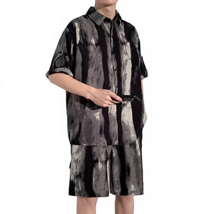 Ensemble de chemises à manches courtes pour hommes OEM 2026 – Nouvelle collection été décontractée, style coréen, color-block, coupe ample, imprimé - Product Image 1