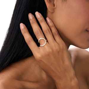 Bague en diamant rond cultivé en laboratoire pour femme, or massif 14 carats, élégante, avec bande festonnée, cadeau d'anniversaire, idéale pour une petite amie - Product Image 3