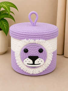 Panier de rangement doux pour bébé en corde de coton tressée, motif ours moderne, avec poignée écologique, gris et blanc, pour jouets de crèche, style boutique - Product Image 3