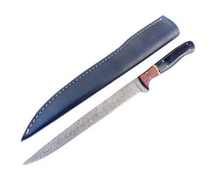 Cuchillo de Filetear de Acero de Damasco de 10/8 Pulgadas, Hecho a Mano y Personalizado por Burraq, con Funda de Cuero, Apto para Lavavajillas, Regalo para Pescadores - Product Image 5