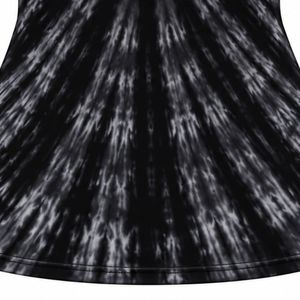 Camiseta de Mujer Negra y Gris con Estampado Tie Dye, Diseño Gráfico Dorado, Manga Corta, Cuello Redondo, Informal, de Algodón, a la Moda, para Verano - Product Image 6