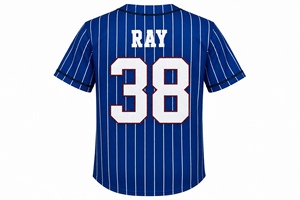 Maillot de baseball personnalisé bleu roi à rayures fines pour homme, sublimé, soutien aux équipes, style hip-hop, uniforme de baseball à boutons - Product Image 5