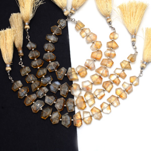 Natural Bio citrino facetado forma geométrica 6 pulgadas 10X16mm cuentas de piedras preciosas hebra para la fabricación de joyas al por mayor usada - Product Image 3