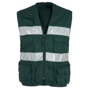 Chaleco de Seguridad Reflectante de Alta Visibilidad para Hombre, Ropa de Trabajo de Poliéster Gris con Bolsillos y Cierre de Cremallera - Product Image 3