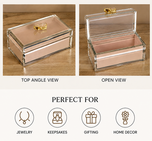 Luxury Cream Color <b>Mirror</b> Glass Decorative Storage Box Key Knob Premium Jewelry Vanity Organizer <b>Boxes</b> Home Decor Lacquer - Product Image 3