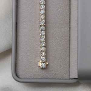 Élégant Bracelet Tennis Hip Hop en Moissanite Plaqué Or Rose Style Diamant, Coupe Ronde Brillante, Bijou Unisexe, Cadeau Tendance Quotidienne - Product Image 1