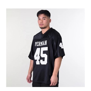 Vente en gros de maillots en maille personnalisés de l'équipe de football américain pour hommes brodés en sergé respirant séchage rapide grande taille Service OEM - Product Image 4
