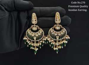 Kundan Dangle <b>Earrings</b> Caret Plated Chandelier Meenakari <b>Earrings</b> Ear Jewelry With <b>Red</b> Enamel Crystal Pearls for Wedding Party - Product Image 2