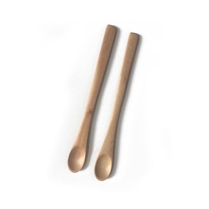 Cuillère à café en bois mince avec logo gravé, 13,5x1,5 cm, finition miroir - Product Image 2