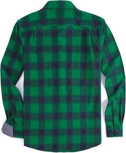 Camisa de Franela a Cuadros Verde para Hombre, de Alta Calidad, Manga Larga, con Logotipo Personalizado, Venta al Por Mayor, Suministro a Granel, Varios Tamaños - Product Image 3
