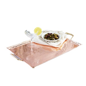 ถาดเสิร์ฟทองแดงทำด้วยมือถาดสี่เหลี่ยมแกะสลักเป็นมิตรกับสิ่งแวดล้อมถาดรองตกแต่งบ้านล่าสุดสำหรับใช้ในงานปาร์ตี้ - Product Image 1