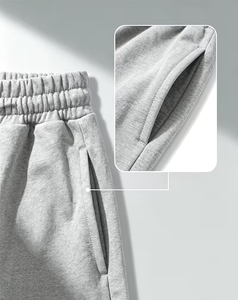 Men's Elastic Waist Solid Knitted Cotton Sweat Shorts Breathable Mid Waist Casual Athletic Pants with Pockets - Product Image 4