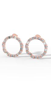Elegant Hoop Diamond <b>Earrings</b> Baguette Cut Stones Synthetic Lab Grown IGI Certified 10K Rose Gold Luxury <b>Fine</b> Jewelry Wholesale - Product Image 2
