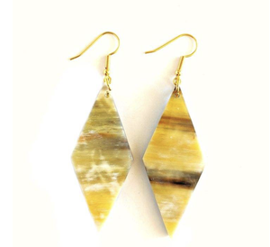 Boucles d'oreilles pendantes en corne de buffle faites à la main de haute qualité avec perle d'imitation plaquée bronze antique couleur naturelle décoration intérieure unisexe - Product Image 2