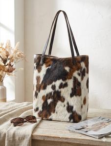 Leather Hair On Tote Bag Cowhide Handbag Women Shoulder <b>Purse</b> Stylish Casual <b>Large</b> Capacity Tote Bag LHTB-0065 - Product Image 3